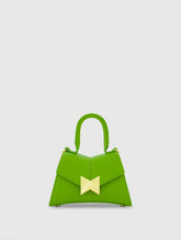 Angular Mini Leather Handbag With Gold Hardware